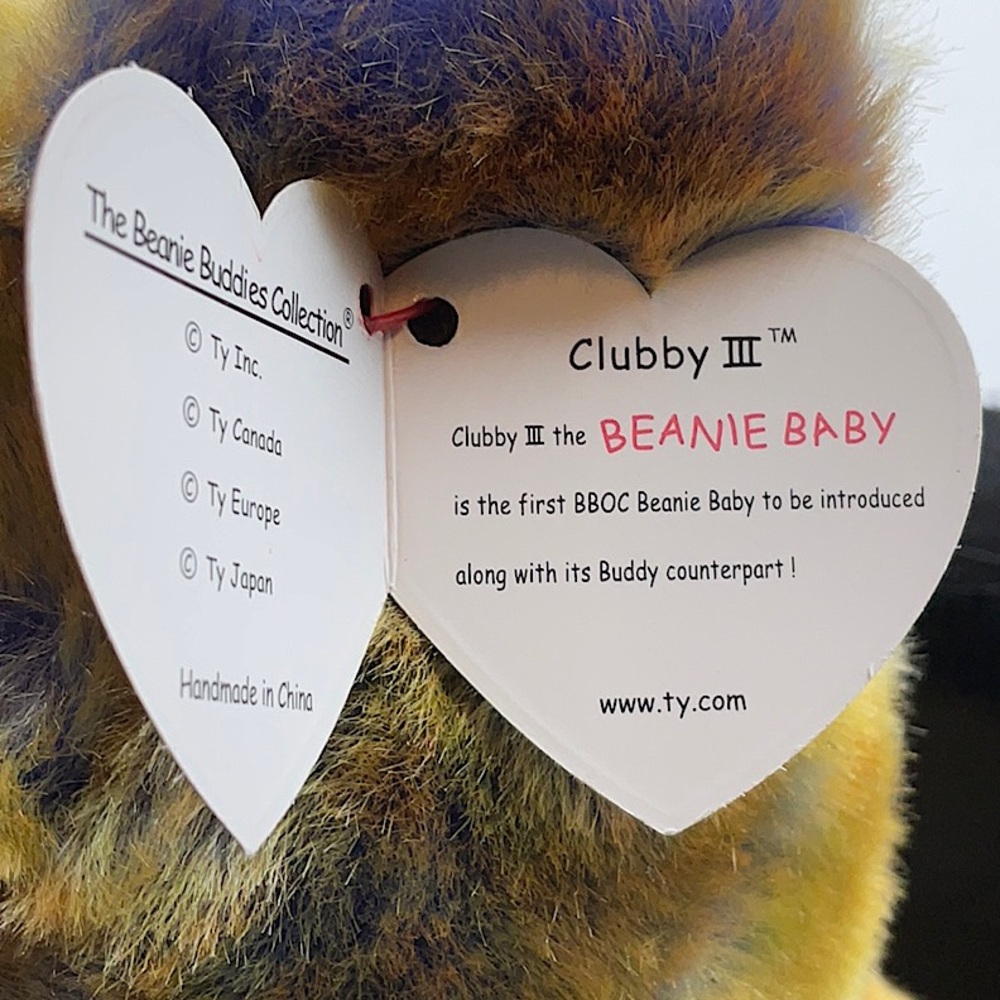 Retired Ty 2000 Original Clubby III Beanie Baby Buddy 15” Bear. - Picture 7 of 9